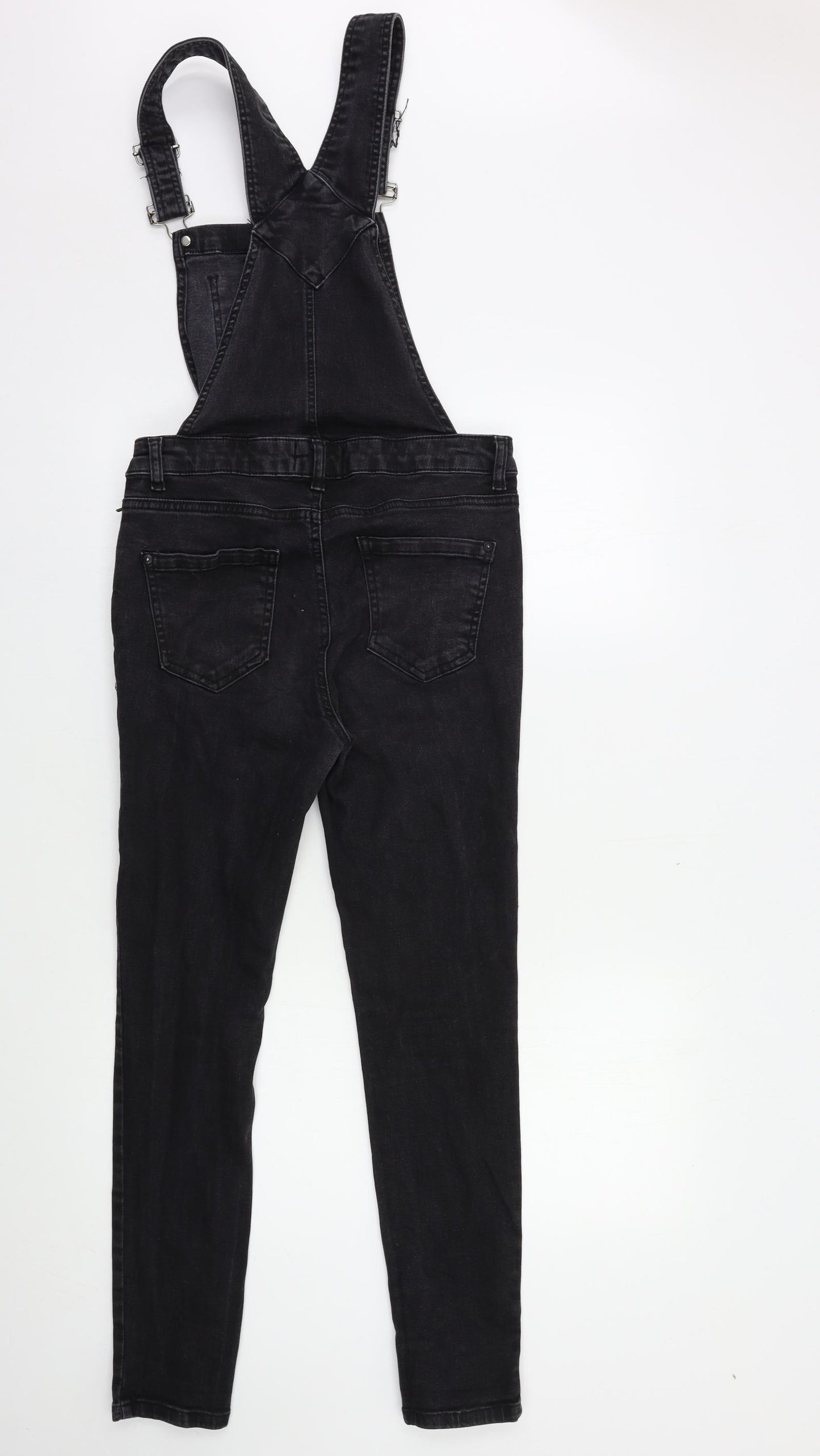 New Look Womens Black  Denim Dungaree One-Piece Size 10