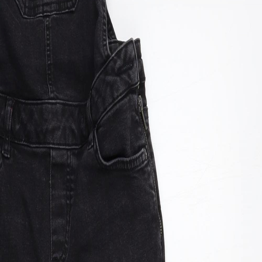New Look Womens Black  Denim Dungaree One-Piece Size 10