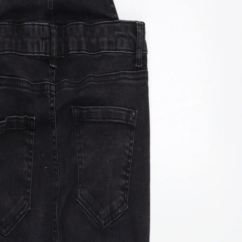 New Look Womens Black  Denim Dungaree One-Piece Size 10