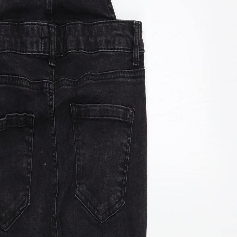 New Look Womens Black  Denim Dungaree One-Piece Size 10