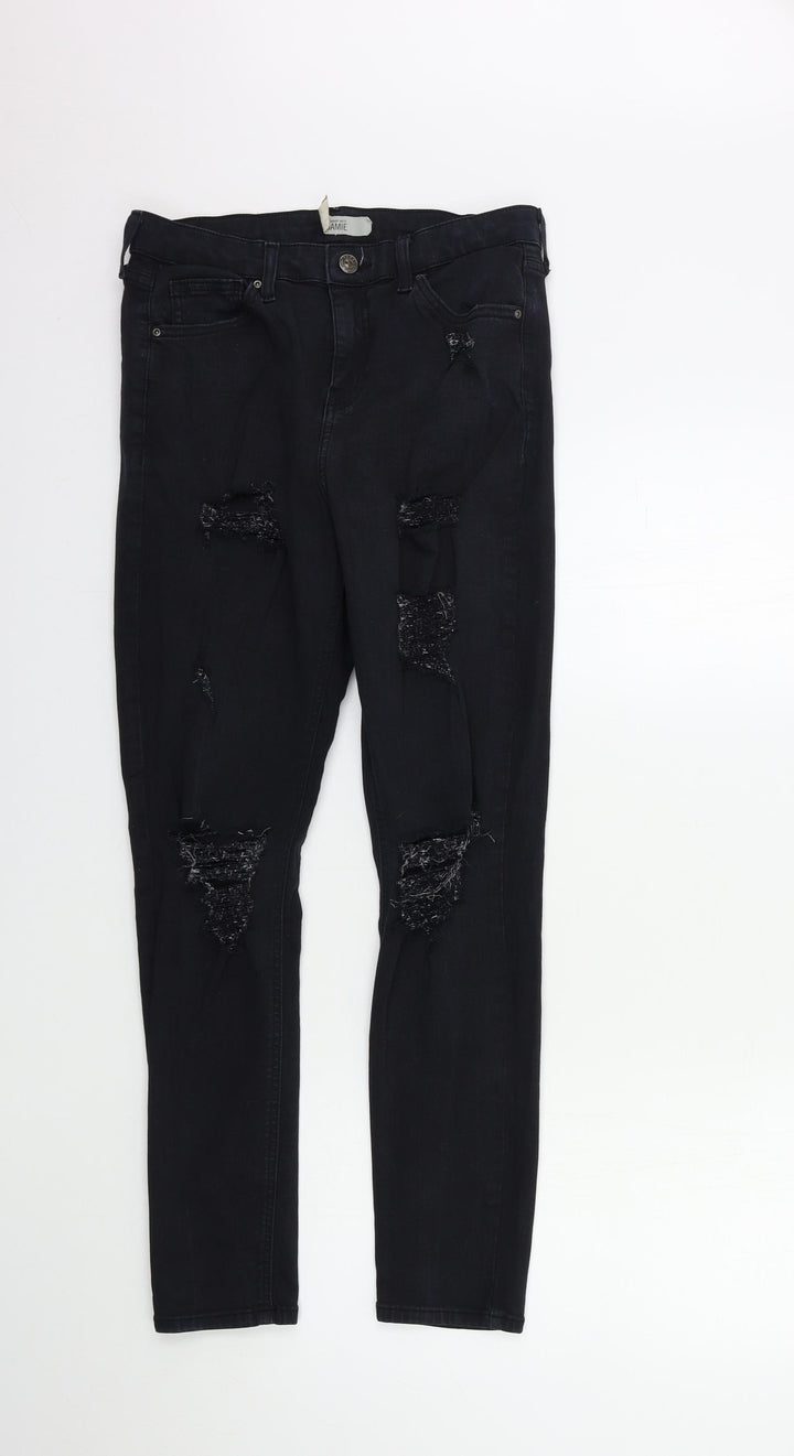 Topshop Womens Black Denim Skinny Jeans Size 30 in L32 in