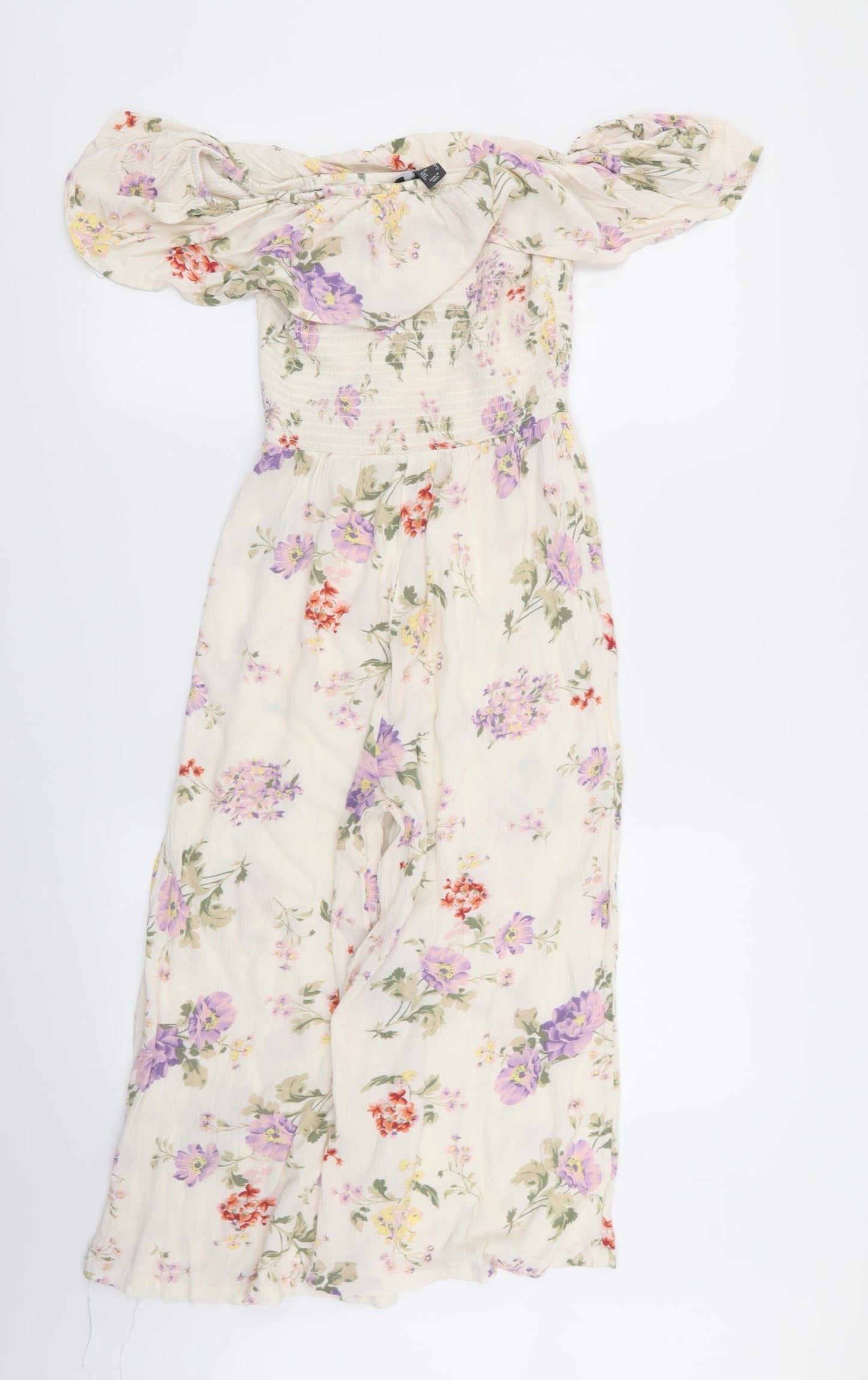 Primark Womens Ivory Floral  Jumpsuit One-Piece Size 10