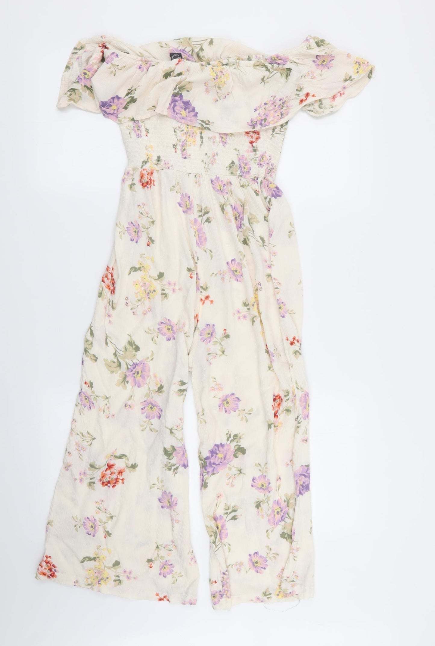 Primark Womens Ivory Floral  Jumpsuit One-Piece Size 10