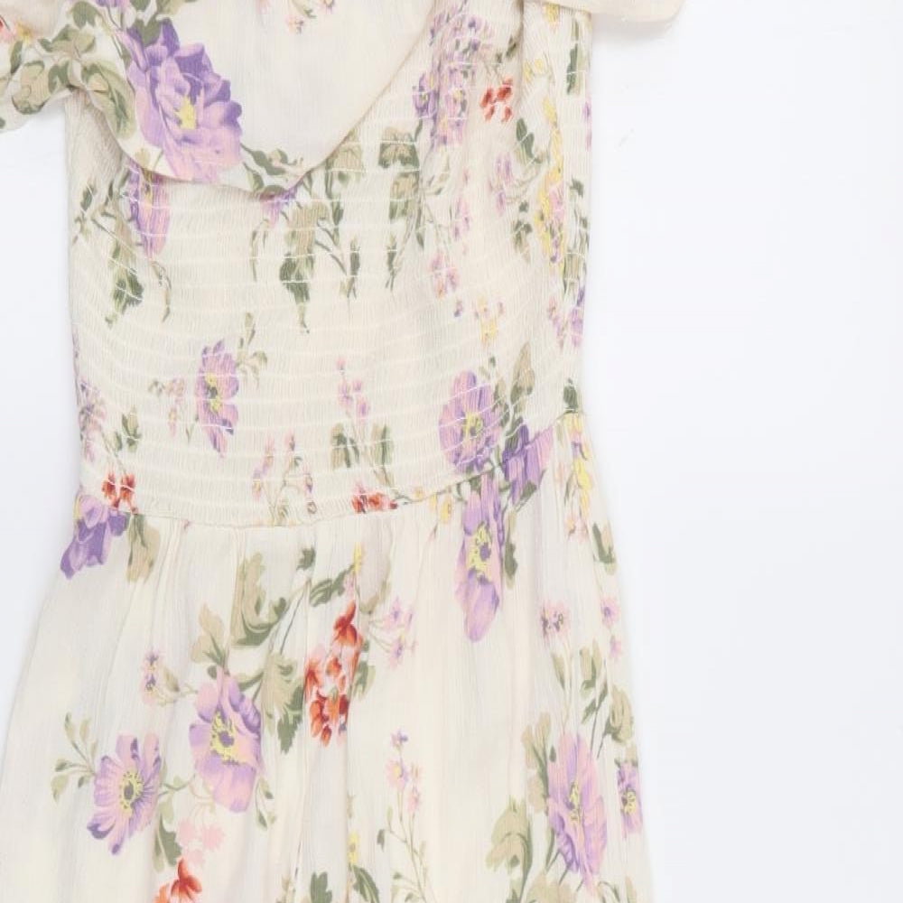 Primark Womens Ivory Floral  Jumpsuit One-Piece Size 10