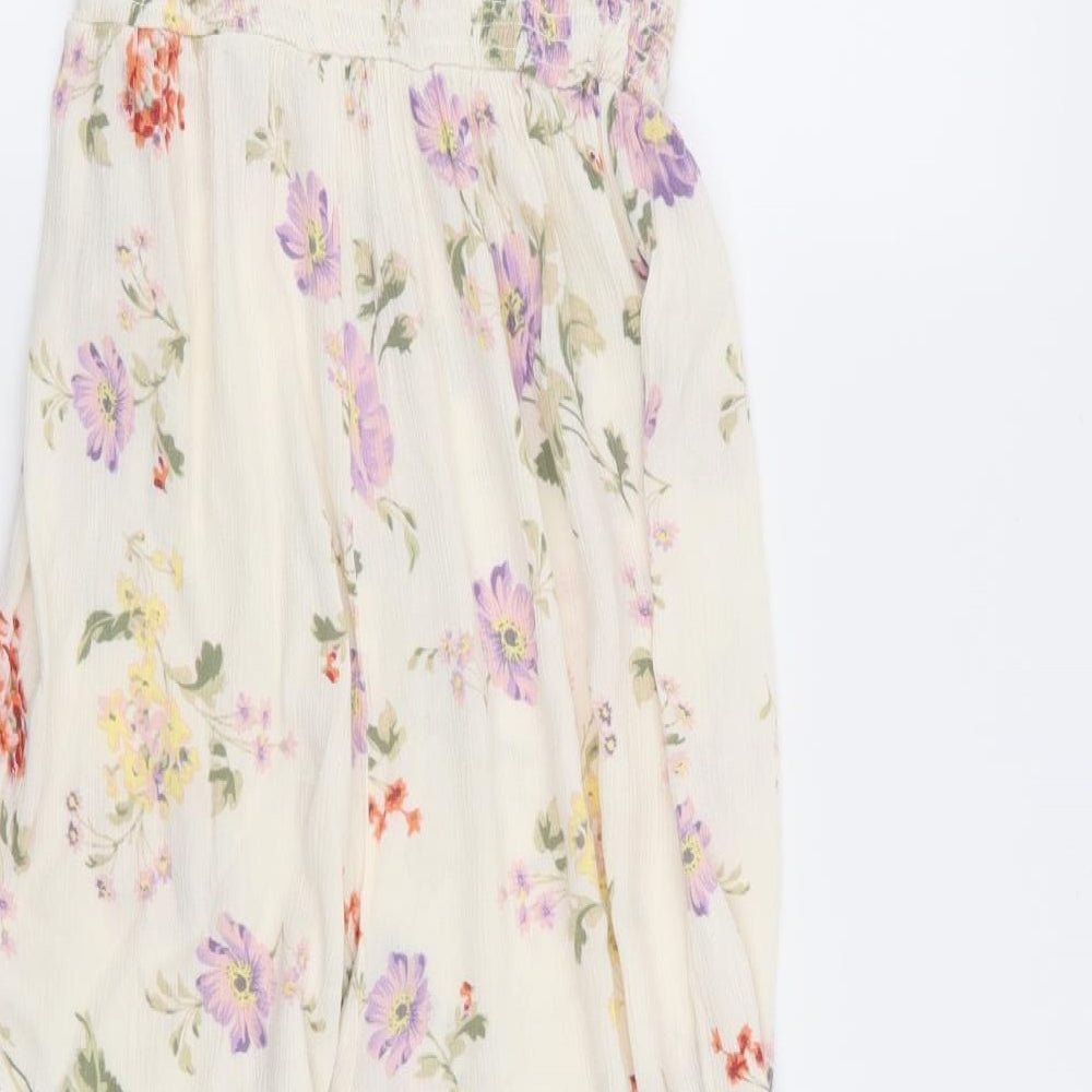 Primark Womens Ivory Floral  Jumpsuit One-Piece Size 10