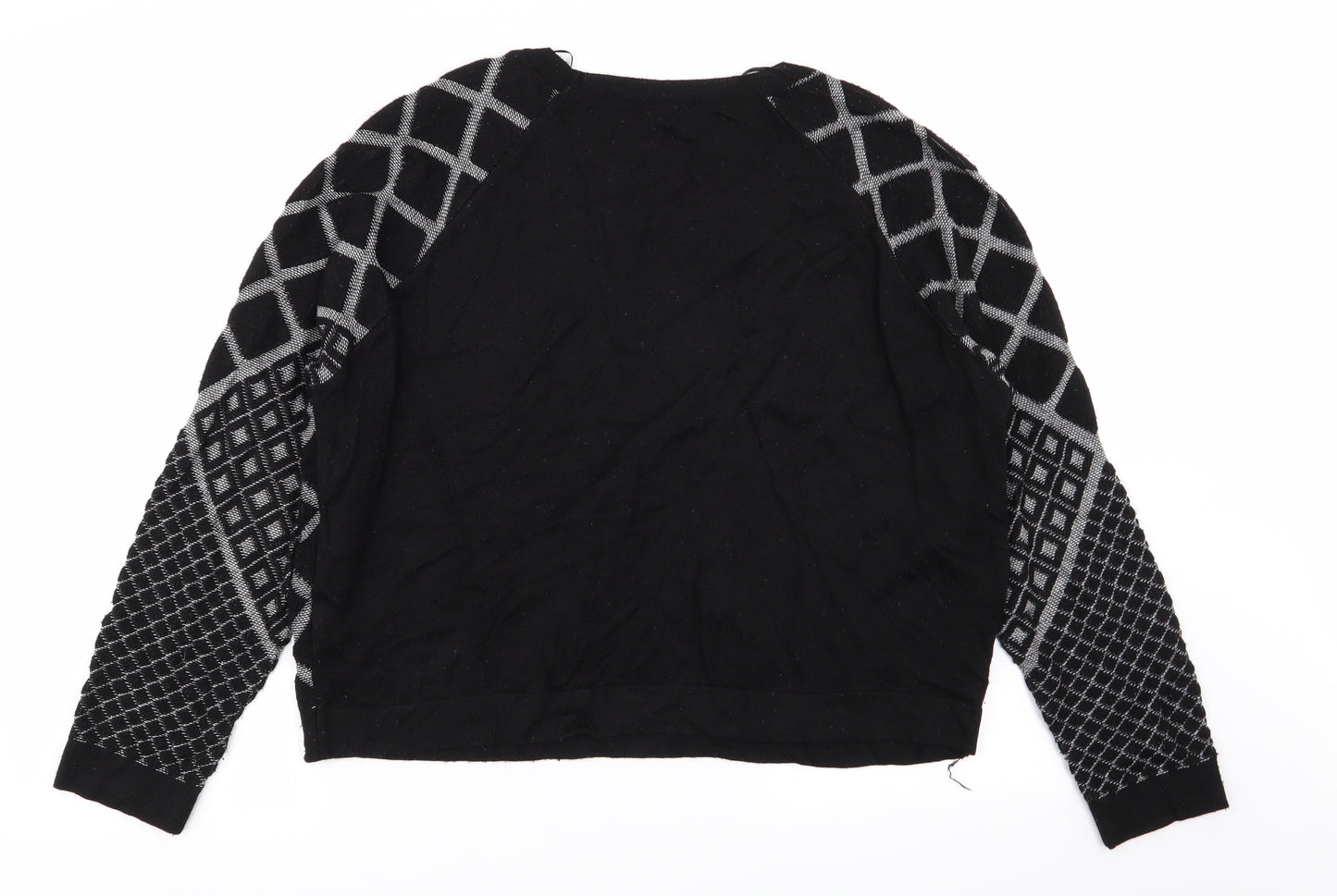 Sparkle & Fade Womens Black Geometric  Pullover Jumper Size L