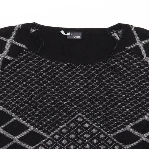 Sparkle & Fade Womens Black Geometric  Pullover Jumper Size L