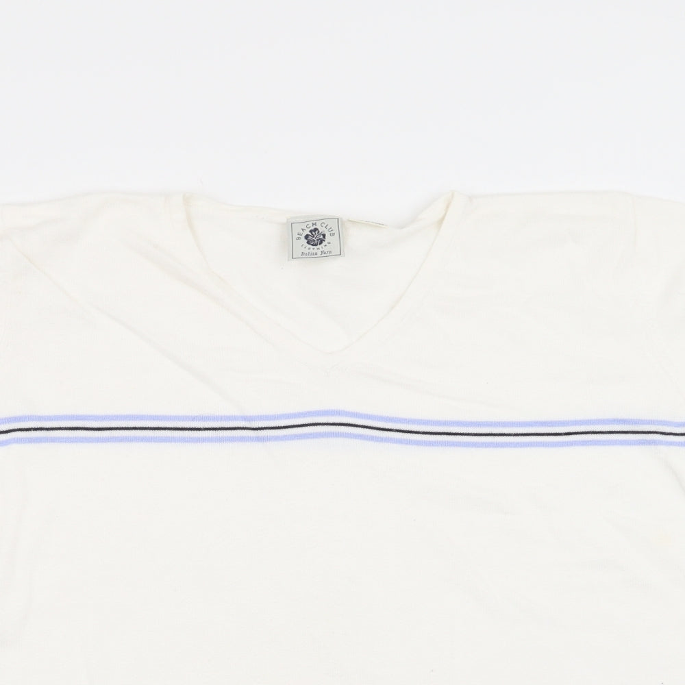 Beach Club Womens White   Pullover Jumper Size L