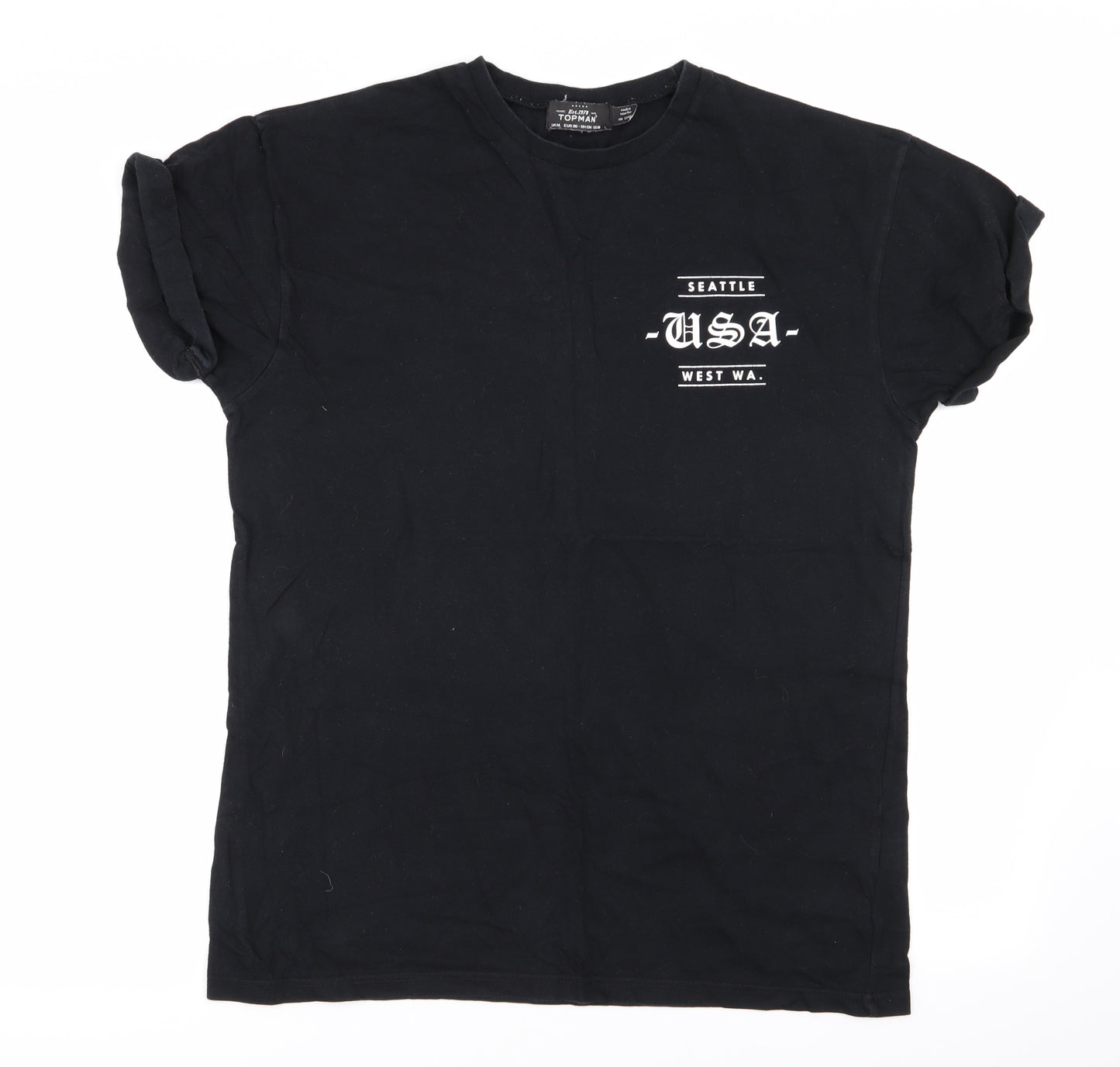 Topman Mens Black    T-Shirt Size M