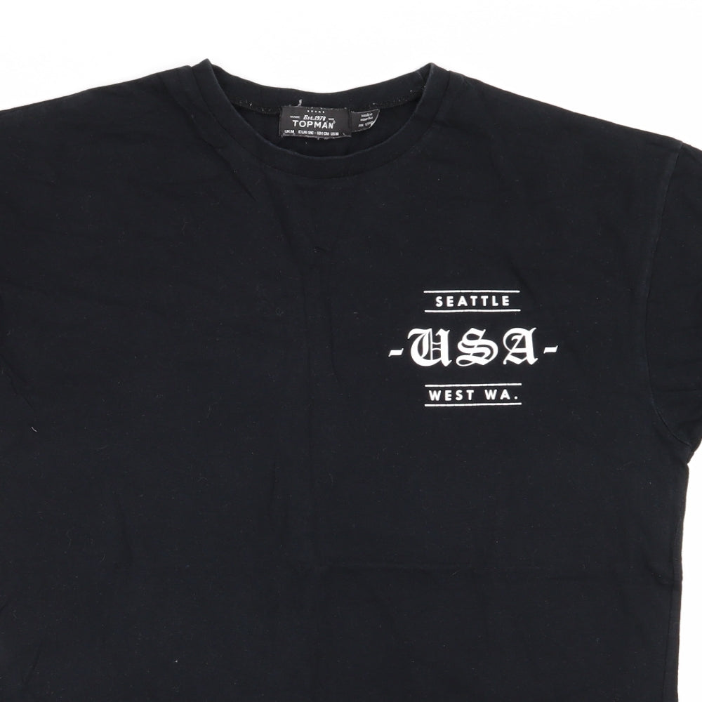 Topman Mens Black    T-Shirt Size M