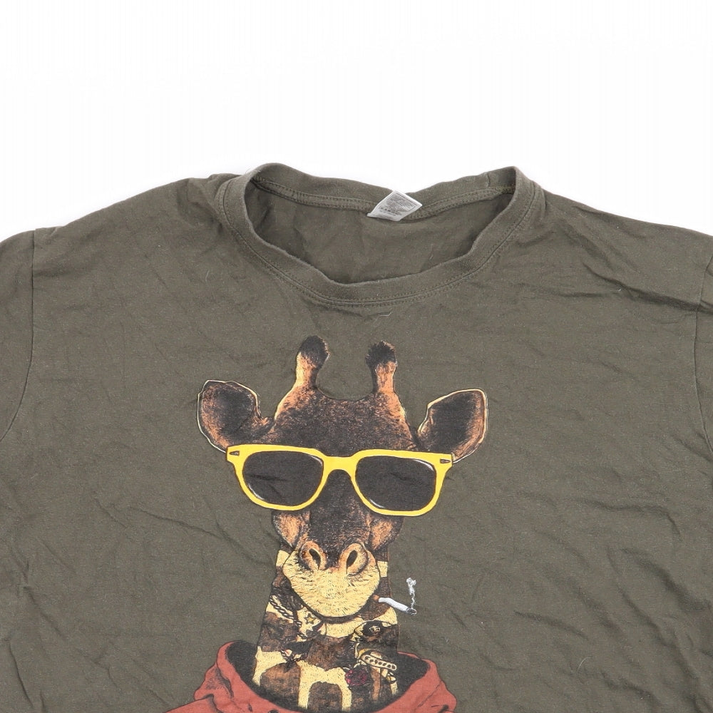 sols  Mens Green Animal Print   T-Shirt Size M