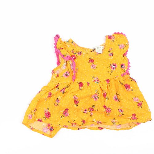 Primark Girls Yellow Polka Dot  Basic Blouse Size 18-24 Months