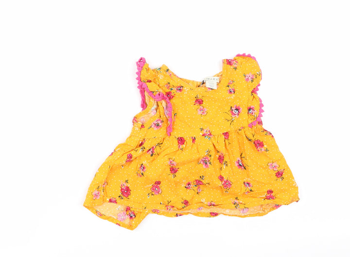 Primark Girls Yellow Polka Dot  Basic Blouse Size 18-24 Months