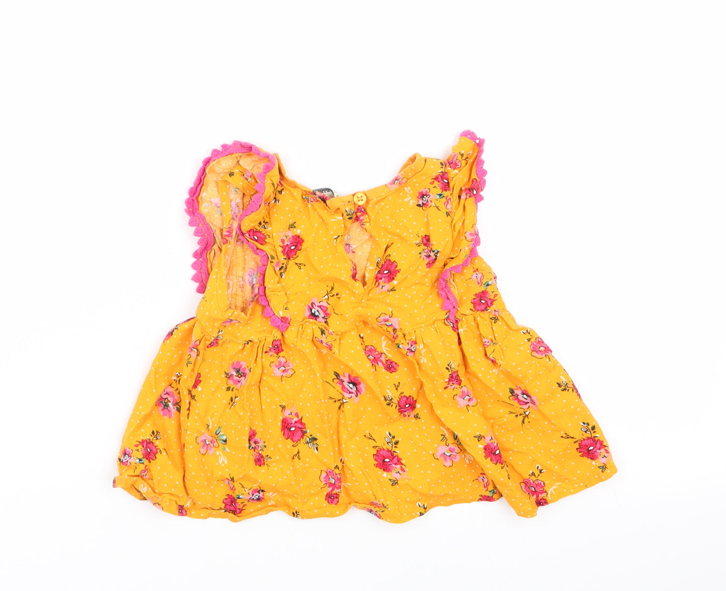 Primark Girls Yellow Polka Dot  Basic Blouse Size 18-24 Months