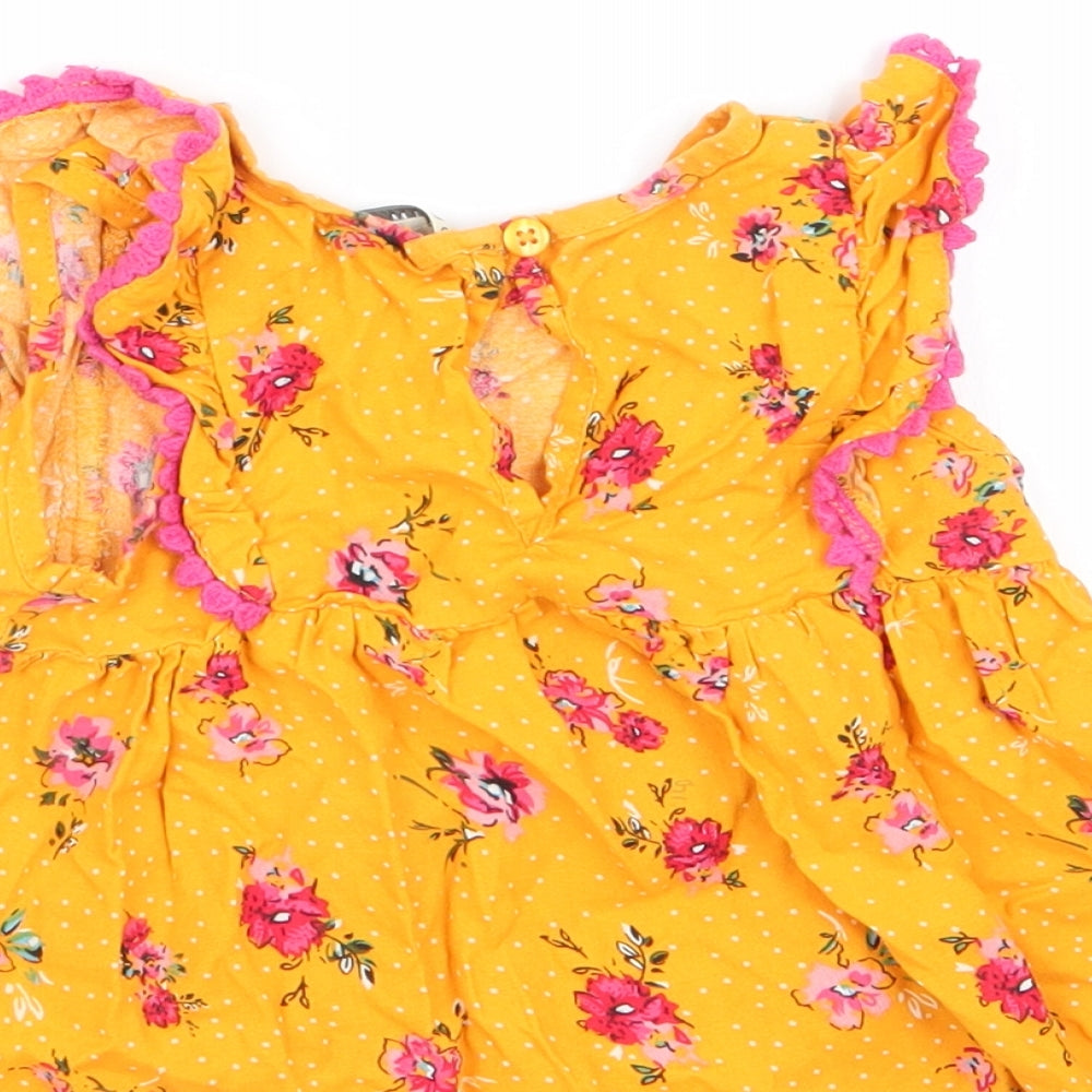 Primark Girls Yellow Polka Dot  Basic Blouse Size 18-24 Months