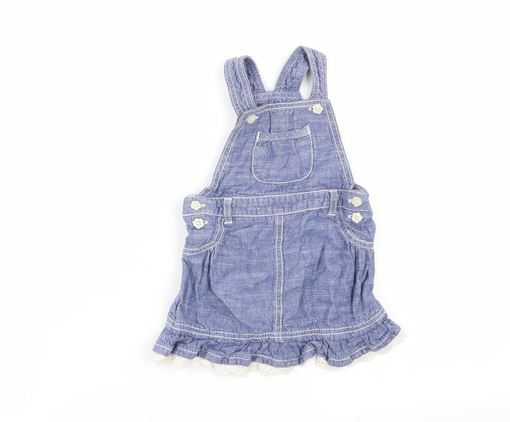Asda George Girls Blue   Pinafore/Dungaree Dress  Size 9-12 Months