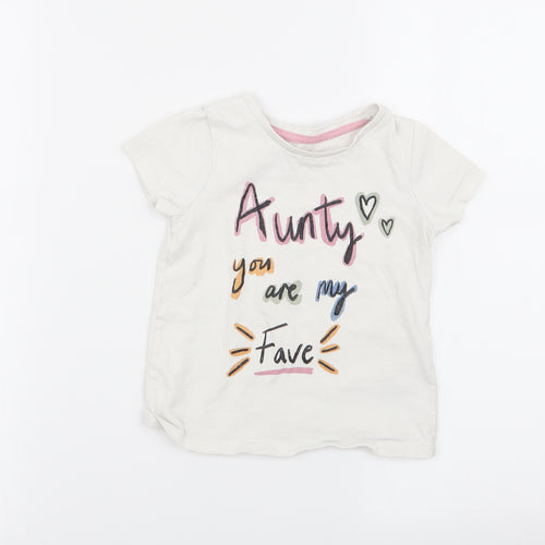 Nutmeg Girls White   Basic T-Shirt Size 2-3 Years