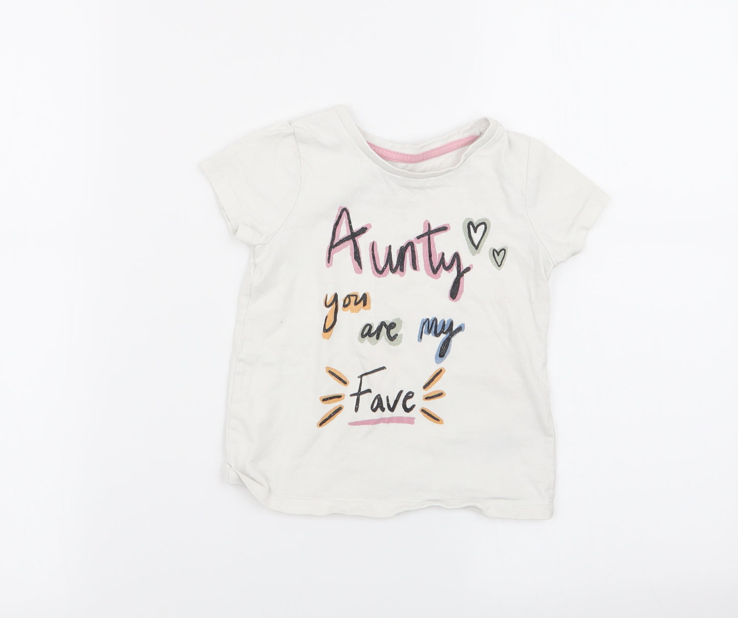 Nutmeg Girls White   Basic T-Shirt Size 2-3 Years