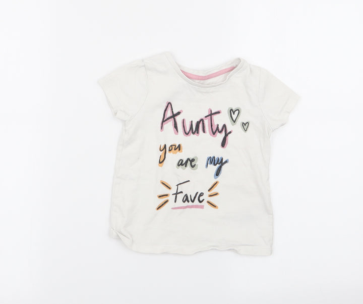 Nutmeg Girls White   Basic T-Shirt Size 2-3 Years