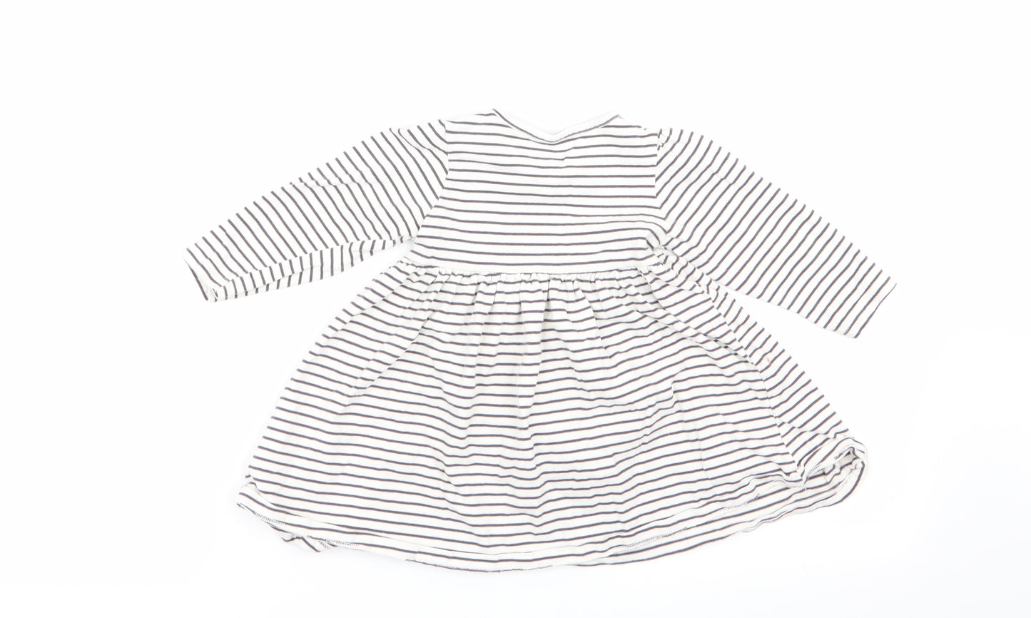M&S Girls Multicoloured Striped  Fit & Flare  Size 9-12 Months