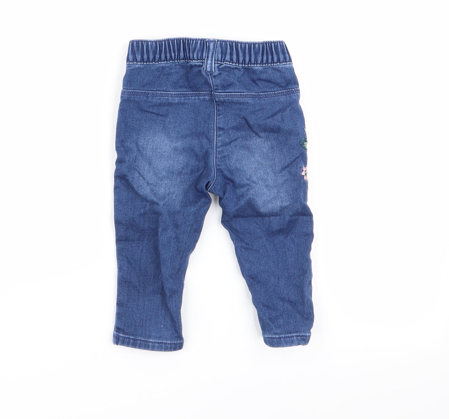 Nutmeg Girls Blue Floral  Cargo Jeans Size 6-9 Months