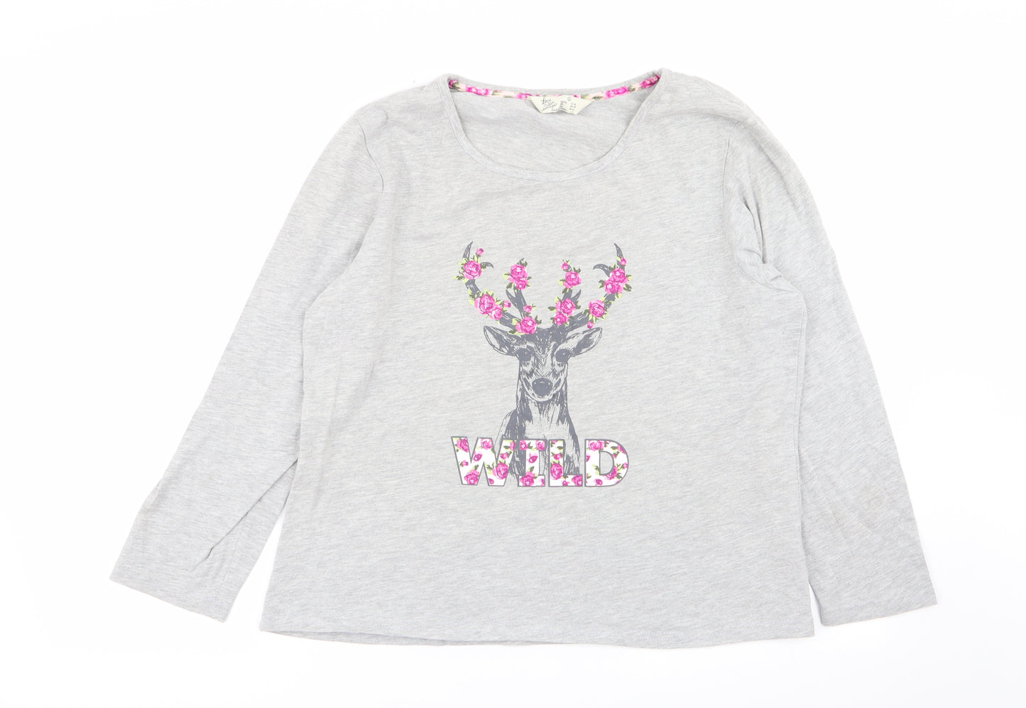 Primark Womens Grey Solid  Top Pyjama Top Size 14