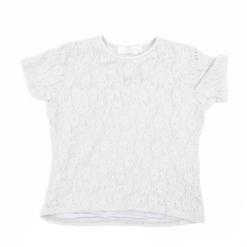 Preworn Womens Grey Floral  Basic T-Shirt Size M
