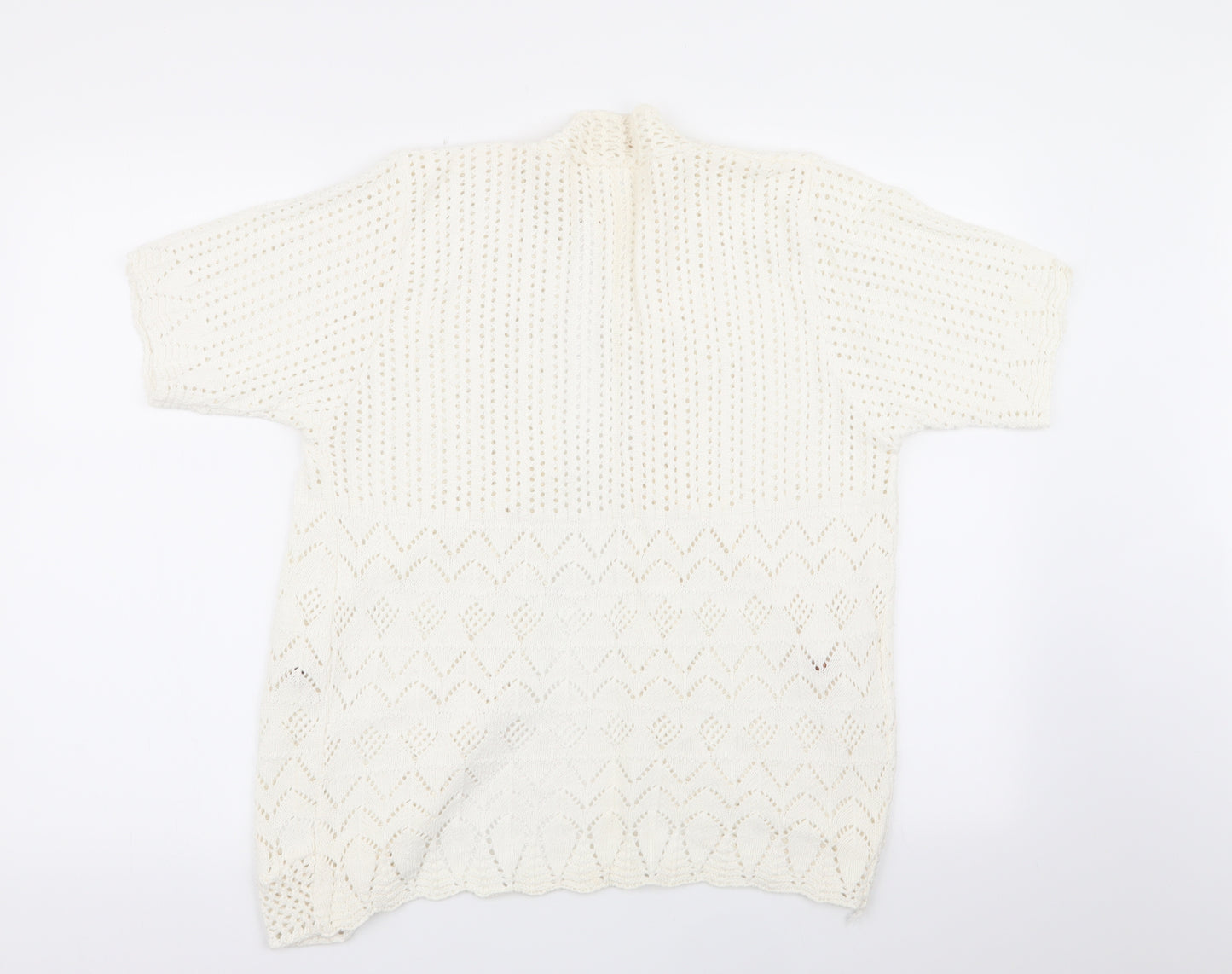 remel Womens White   Cardigan Jumper Size L