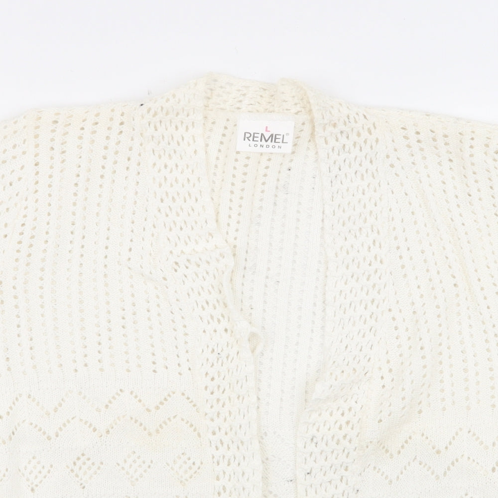 remel Womens White   Cardigan Jumper Size L