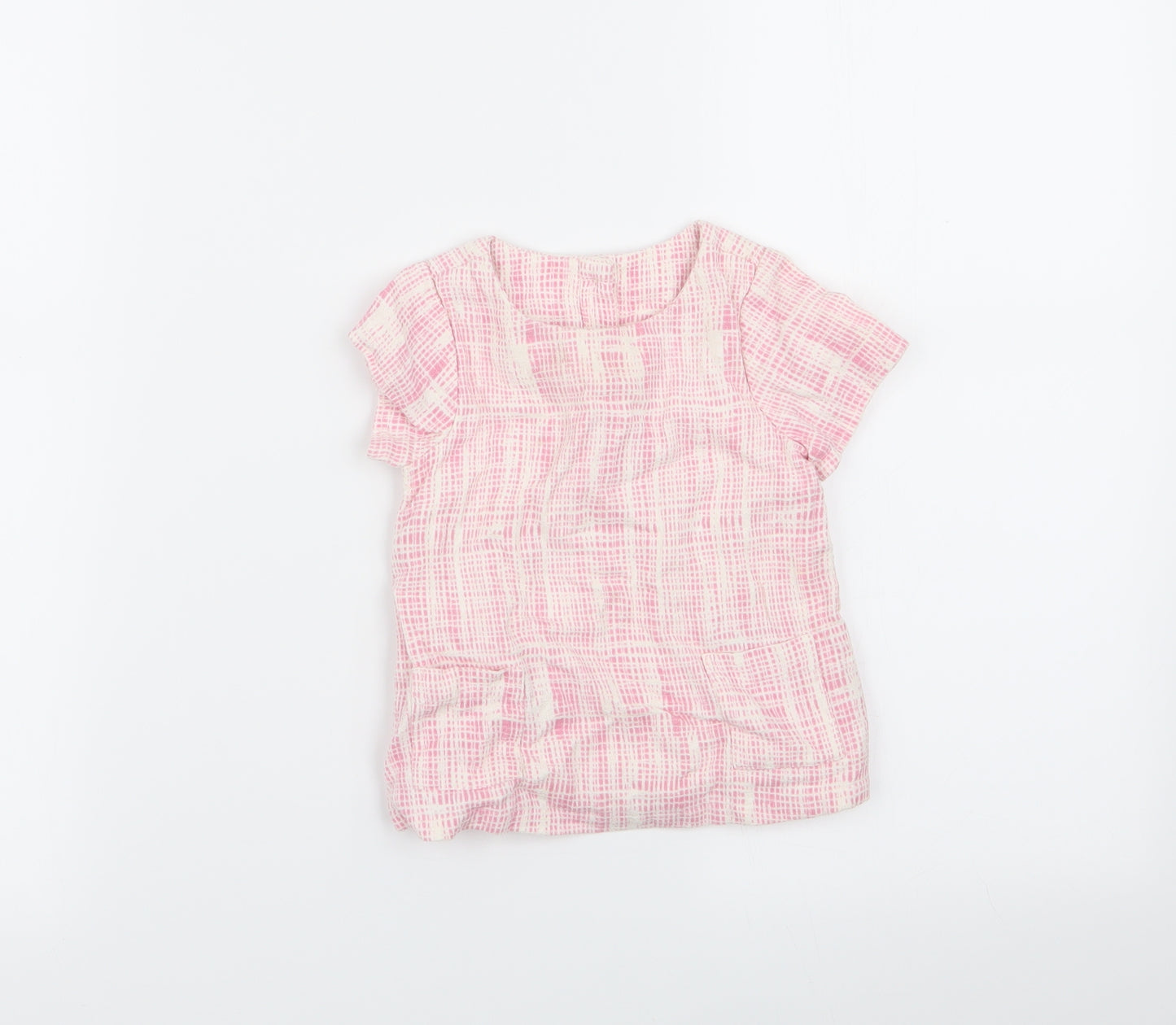 M&S Girls Pink Geometric  Basic T-Shirt Size 9-12 Months
