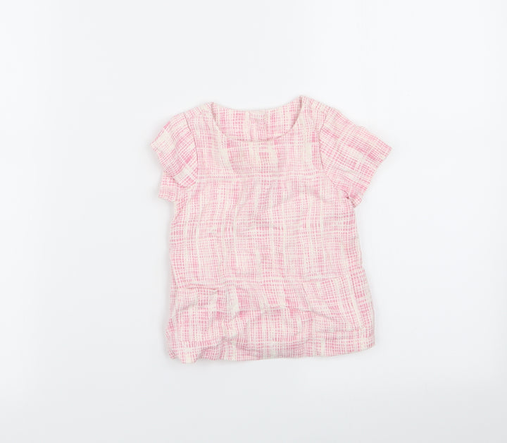 M&S Girls Pink Geometric  Basic T-Shirt Size 9-12 Months