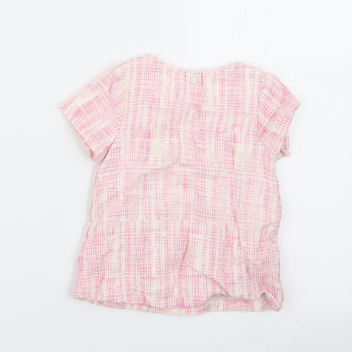 M&S Girls Pink Geometric  Basic T-Shirt Size 9-12 Months