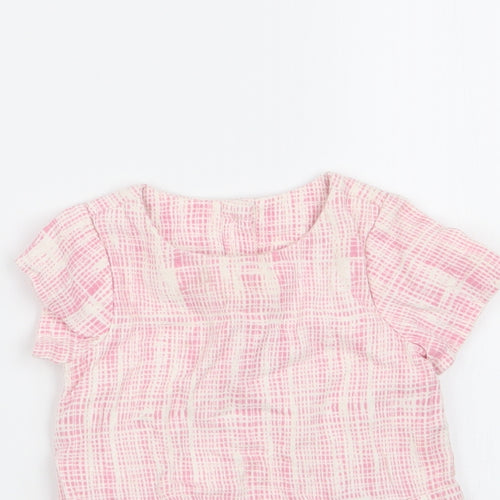 M&S Girls Pink Geometric  Basic T-Shirt Size 9-12 Months