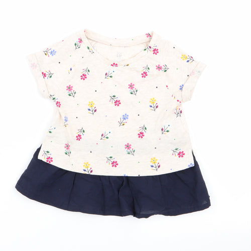 Gap Girls Beige Floral  Basic T-Shirt Size 2 Years