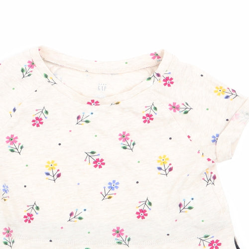 Gap Girls Beige Floral  Basic T-Shirt Size 2 Years