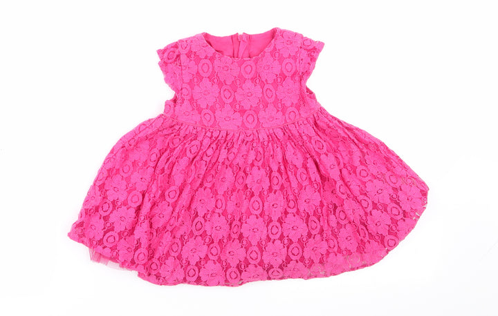 M&S Girls Pink Floral Fit & Flare Size 6-9 Months