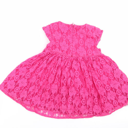 M&S Girls Pink Floral  Fit & Flare  Size 6-9 Months