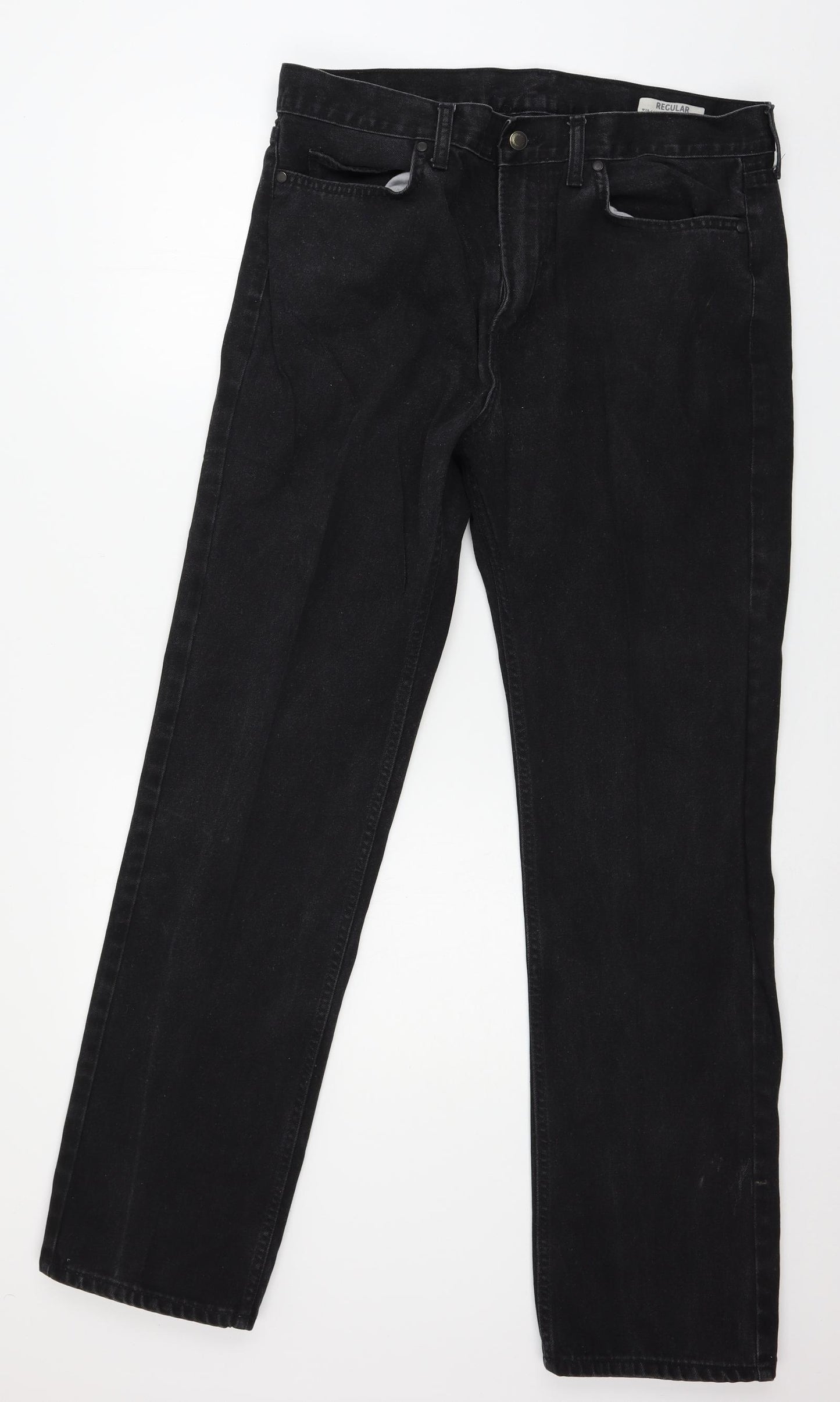 Marks and Spencer Mens Black  Denim Straight Jeans Size 36 in L33 in
