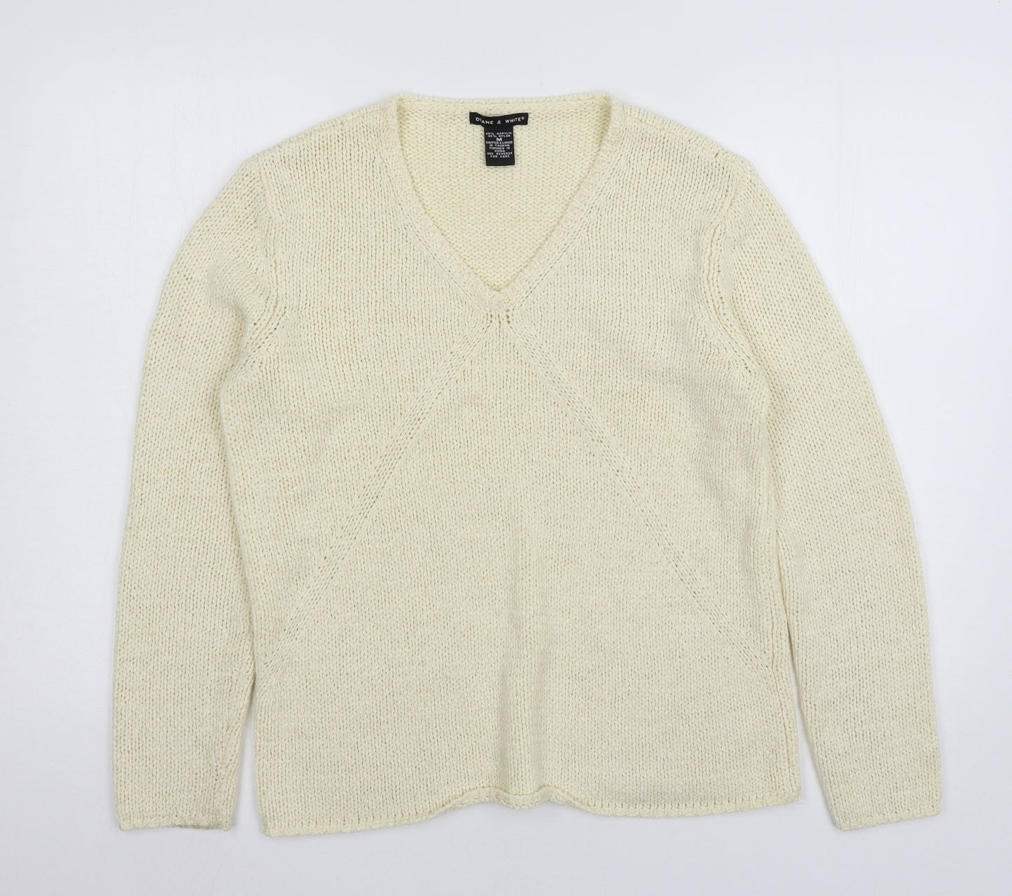 Diane & White Womens Ivory  Knit Pullover Jumper Size M