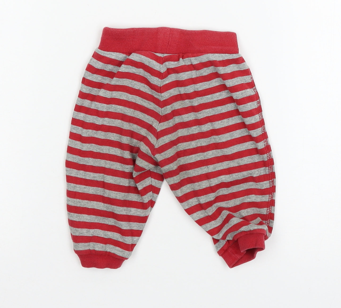 H&M Boys Red Striped Jersey Jogger Trousers Size 3-6 Months
