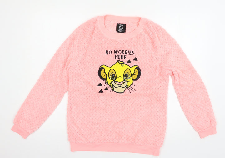 Disney Womens Pink Solid Microfibre Top Pyjama Top Size 6 - Lion King