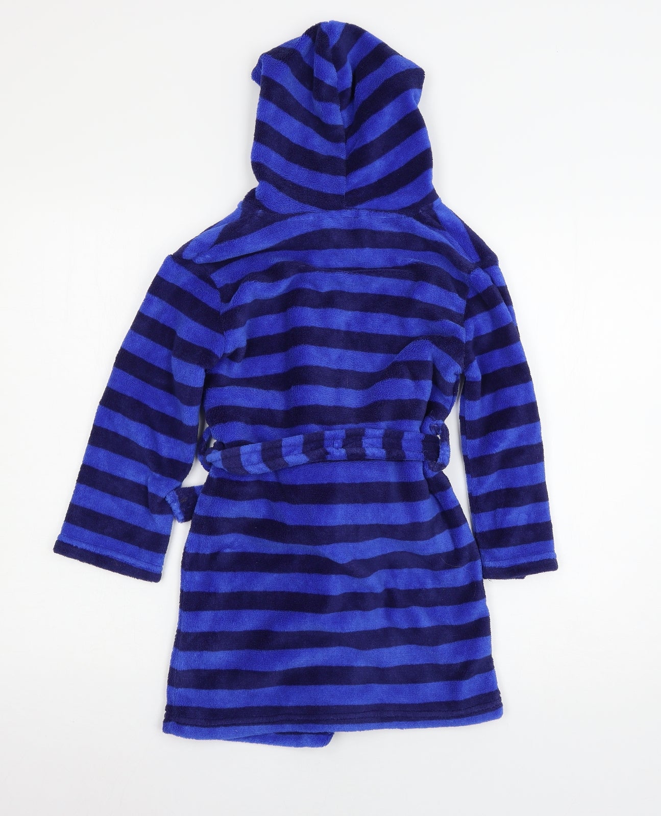 Preworn Boys Blue Striped Microfibre  Robe Size 6-7 Years