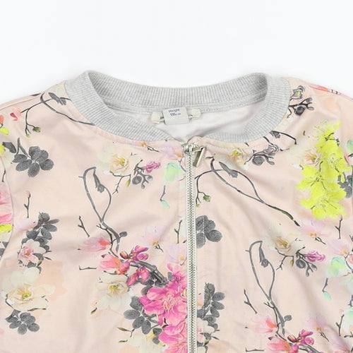 River Island Girls Pink Floral Jersey Varsity Jacket Jacket Size 5-6 Years