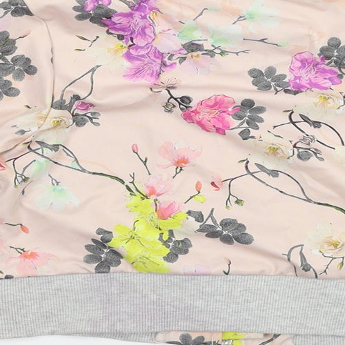 River Island Girls Pink Floral Jersey Varsity Jacket Jacket Size 5-6 Years