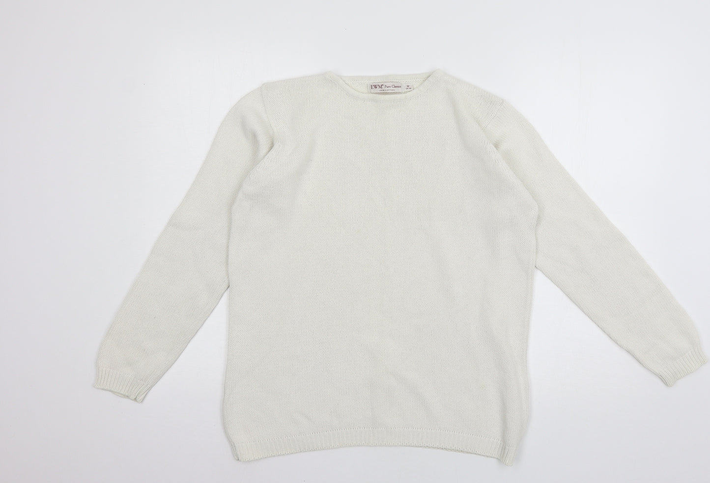EWM Womens White  Knit Pullover Jumper Size 14