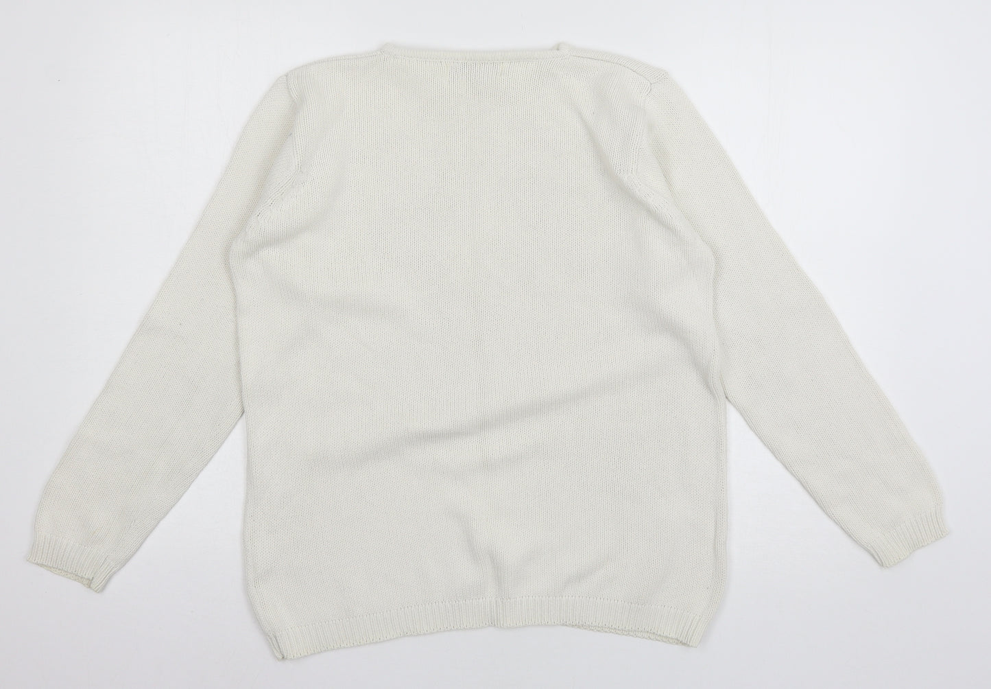 EWM Womens White  Knit Pullover Jumper Size 14