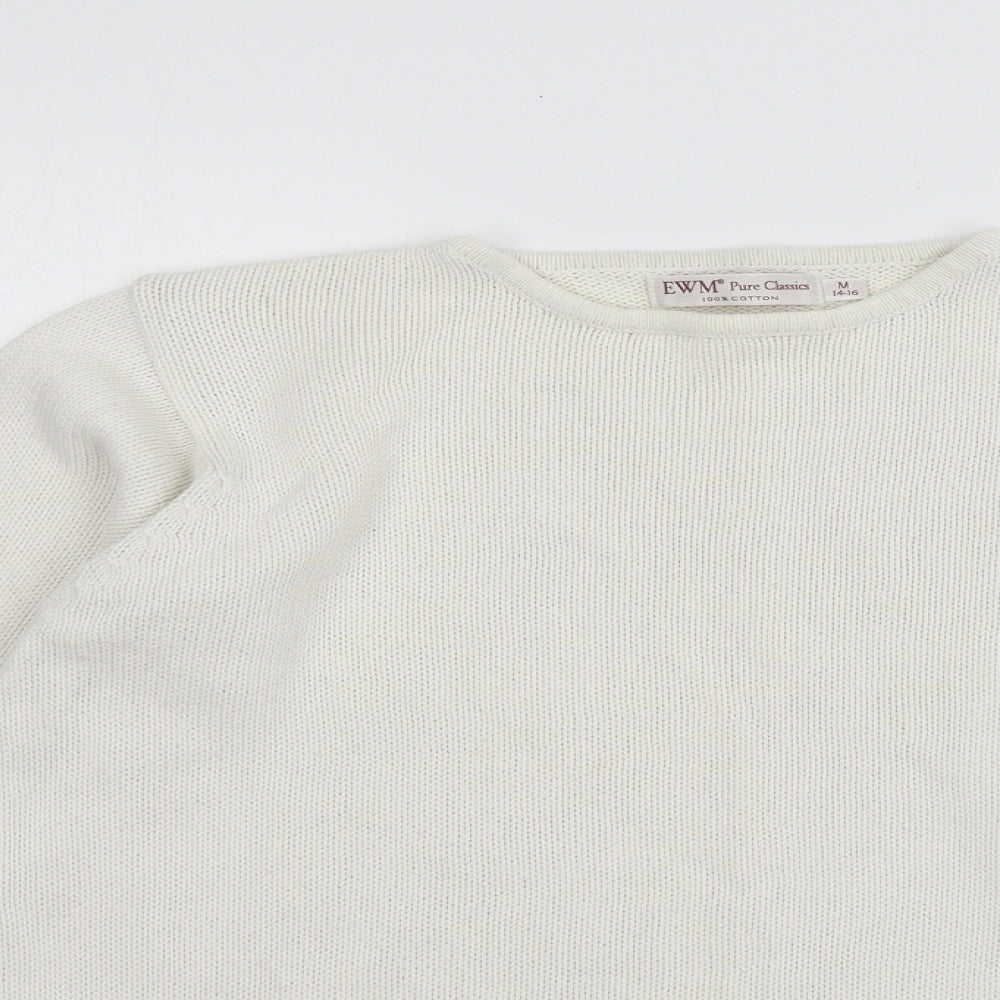 EWM Womens White  Knit Pullover Jumper Size 14