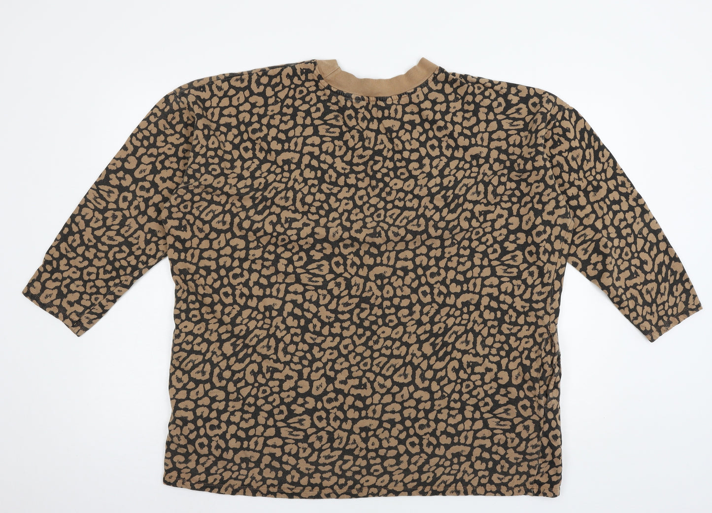 Capsule Womens Brown Animal Print Jersey Pullover Sweatshirt Size 16