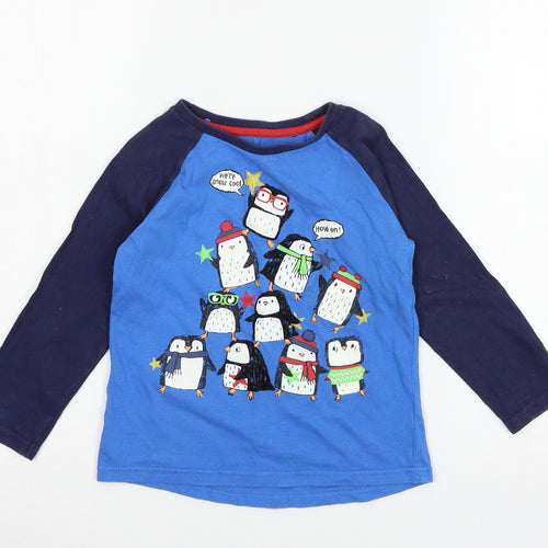 Nutmeg Boys Blue Geometric Jersey  Pyjama Top Size 4-5 Years  - Penguin