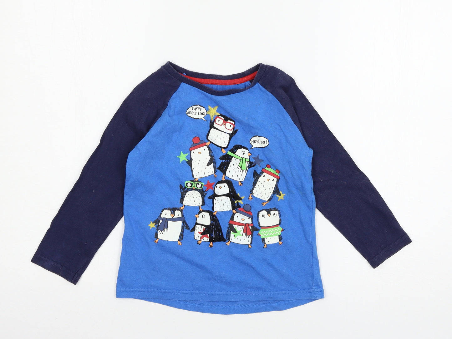 Nutmeg Boys Blue Geometric Jersey  Pyjama Top Size 4-5 Years  - Penguin